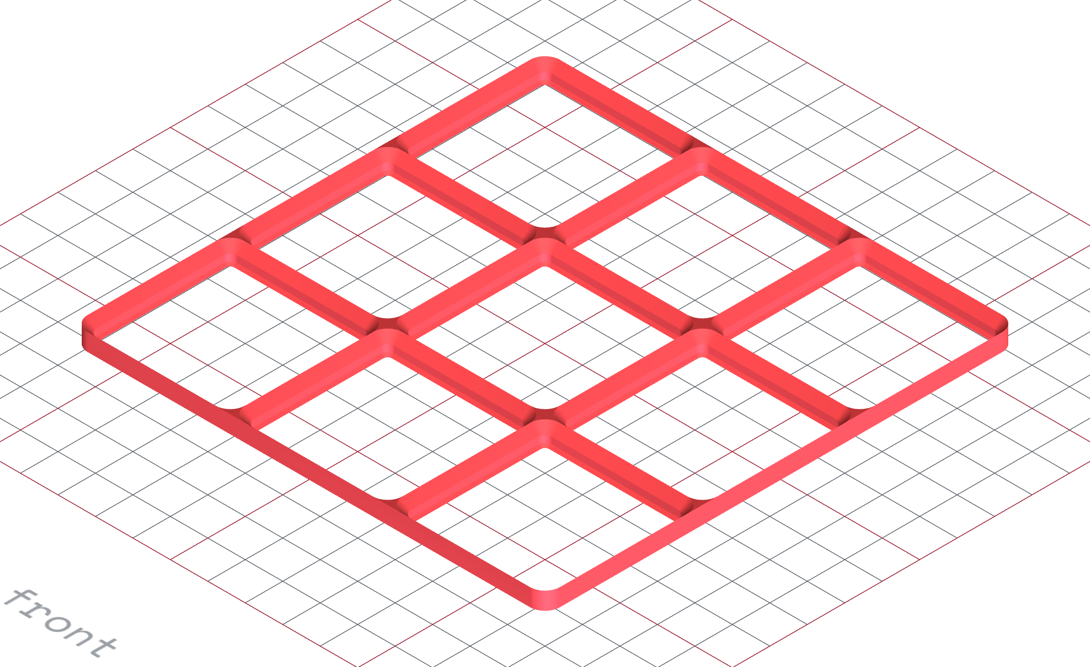 Gridfinity baseplate with grid pattern - 3D rendered preview